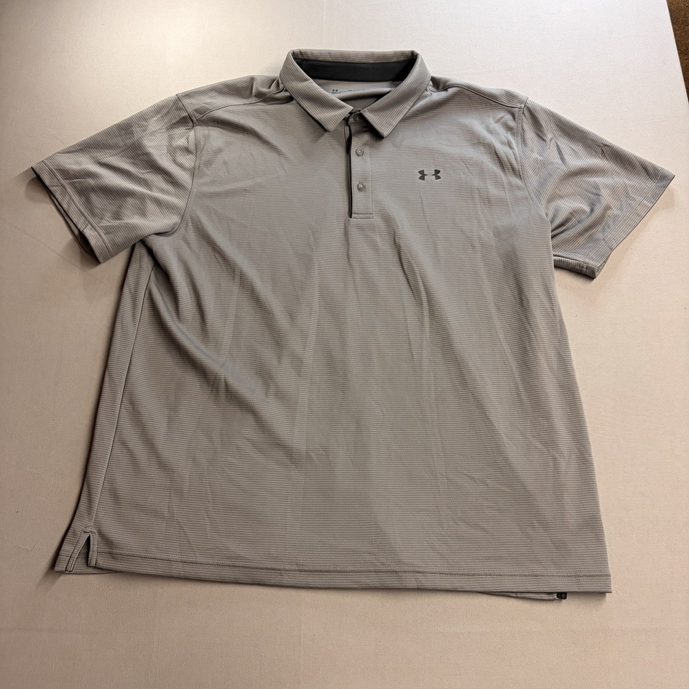 Under Armour HeatGear Polo Shirt Mens 3XL Gray Loose Fit Golf Performance
